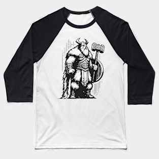 Vintage Outline Bear Viking Warrior Berserker Baseball T-Shirt